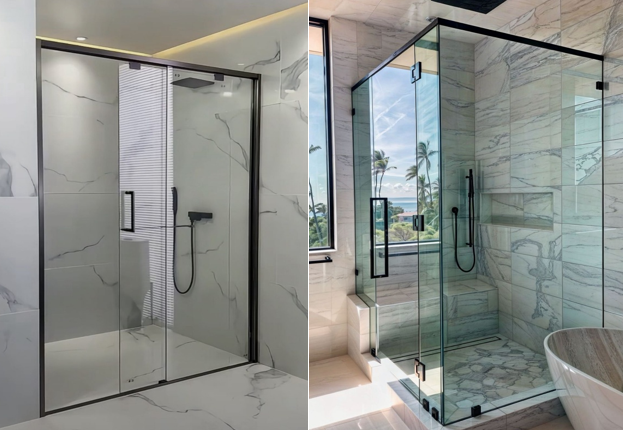 كابينة استحمام زجاجية بإطار ألمنيوم